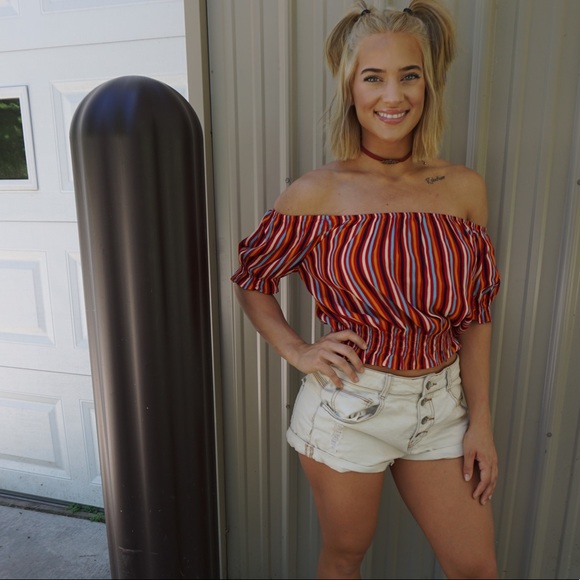 Forever 21 Tops - Forever 21 Off-The-Shoulder Multicolor Top